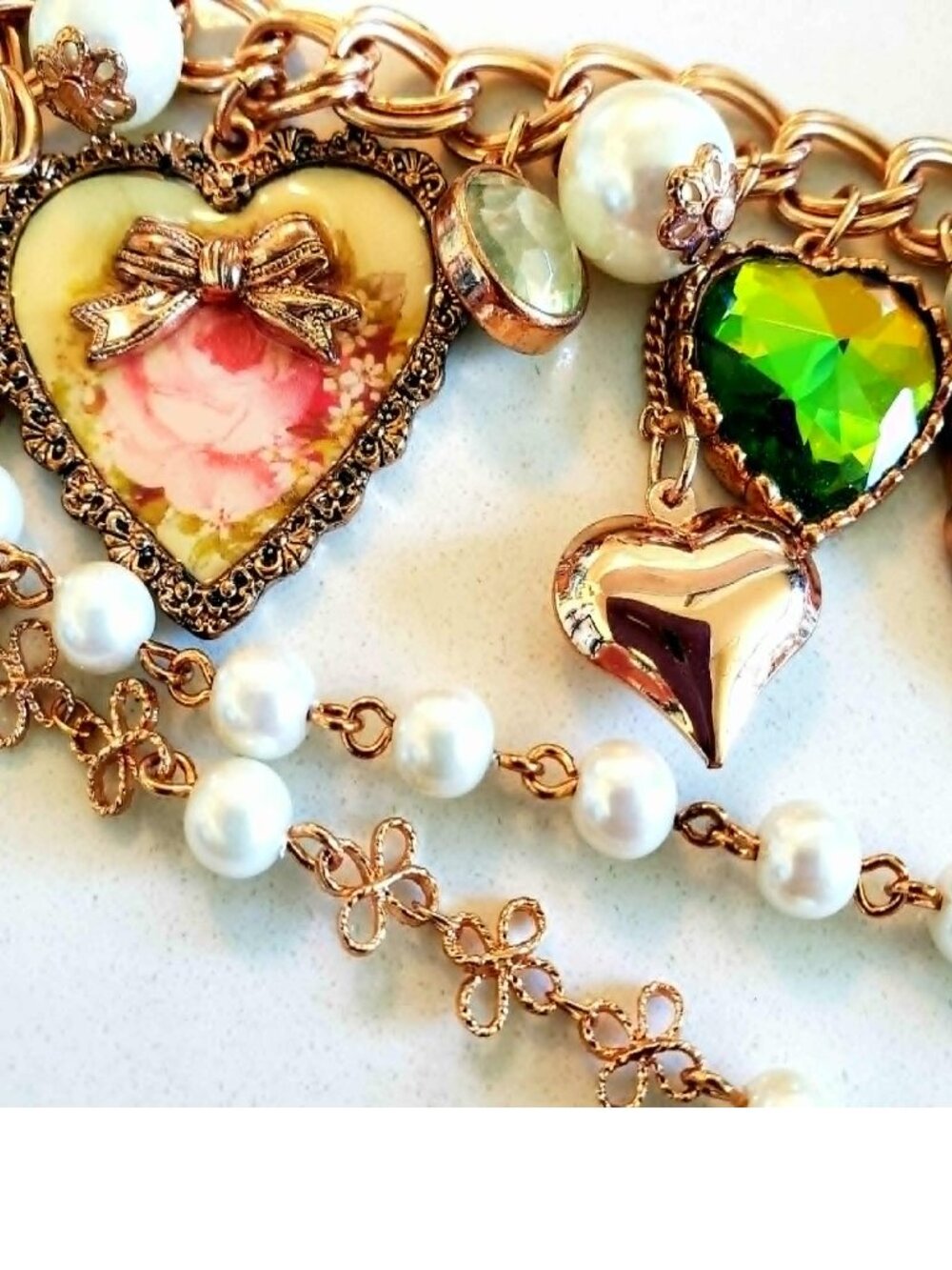Vintage Betsey Johnson Necklace Y2K Victorian Pink Rose Cherub Pearl Think Of Me - Picture 3 of 10